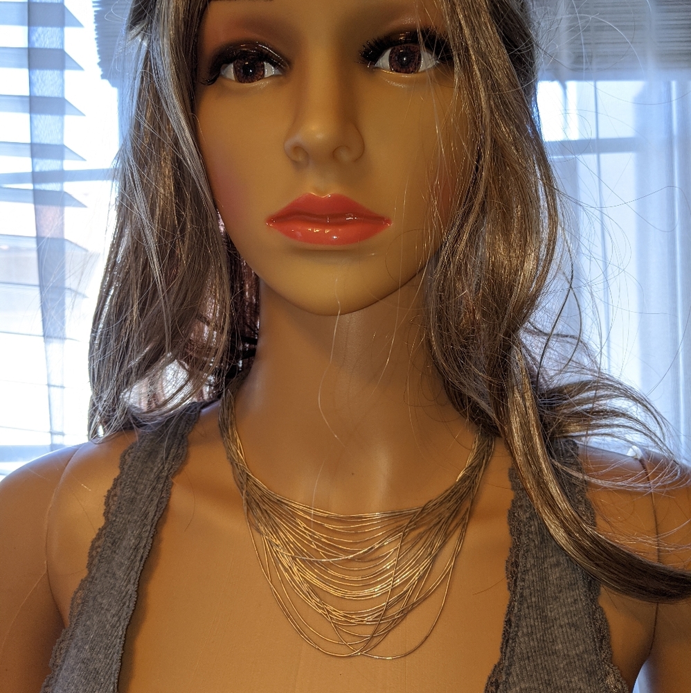 Multi Stand Liquid Silver Necklace - image 3